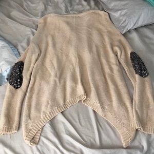 Glitter elbow patched sweater
